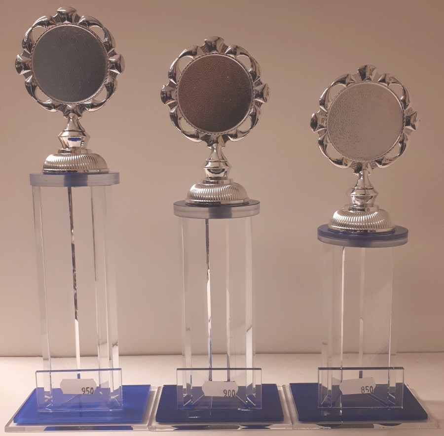 GLU-NE13 Glasstandaard Neutraal Blauw-Zilver LAATSTE Serie OP=OP!!